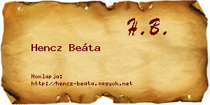 Hencz Beáta névjegykártya